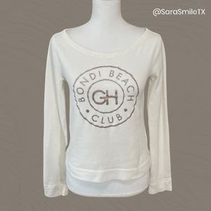 GILLY HICKS SYDNEY - Bondi Beach Club - Ivory & Rose Gold Glitter Sweatshirt
